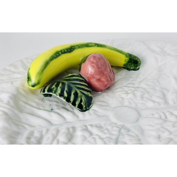 Majolica Vintage Cabbage Leaf/ 3D Fruit Plate Portugal 559 - Picture 10 of 13